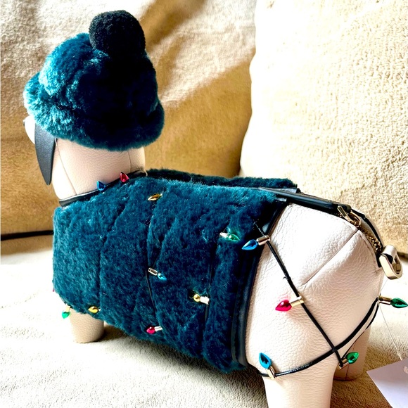 BNWT Collectible Kate Spade Dachshund Dog Claude Bag, Green, Christmas Lights - Picture 4 of 8
